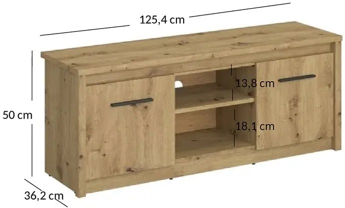 Szafka RTV z półkami do salonu dąb artisan - Toreso 7X