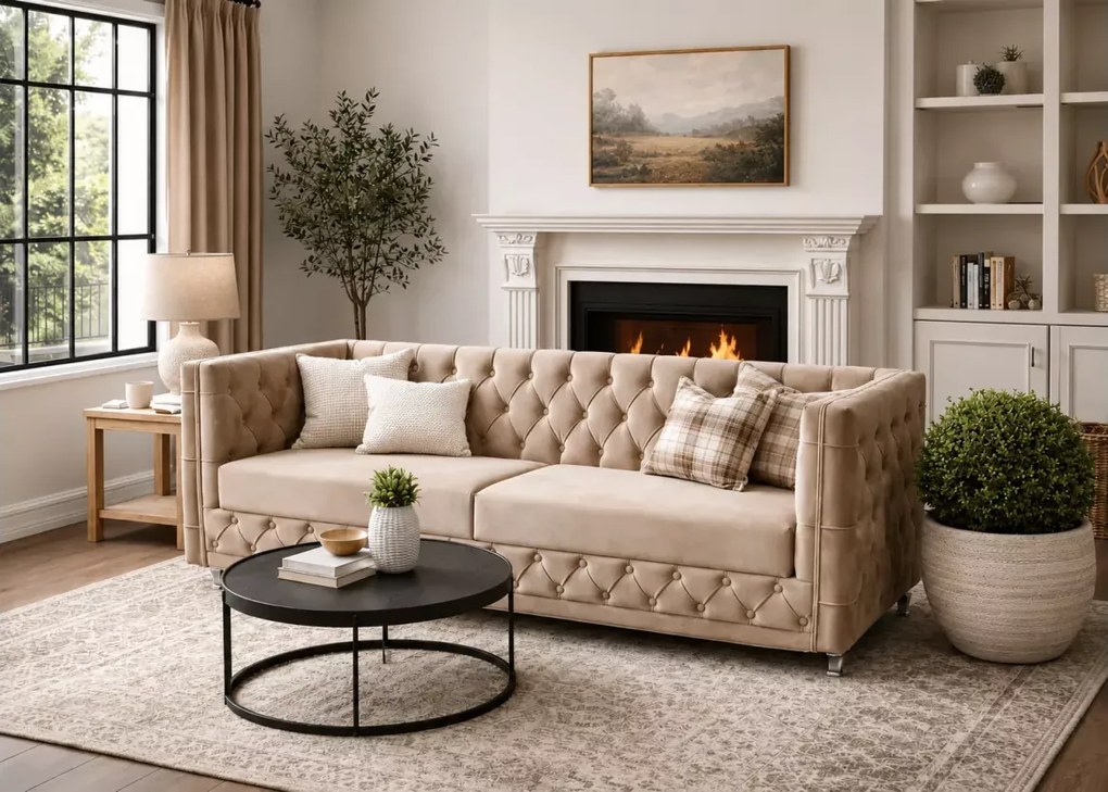 Kanapa Luxury 2 – ekskluzywna sofa z pikowanymi boczkami i oparciem z możliwością personalizacji