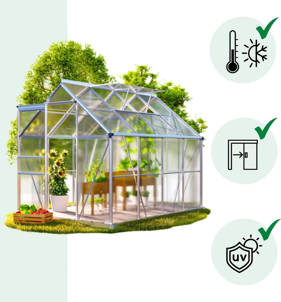 Szklarnia z poliwęglanu z podstawą M4, 250x190x195cm, przezroczysta Gardebruk