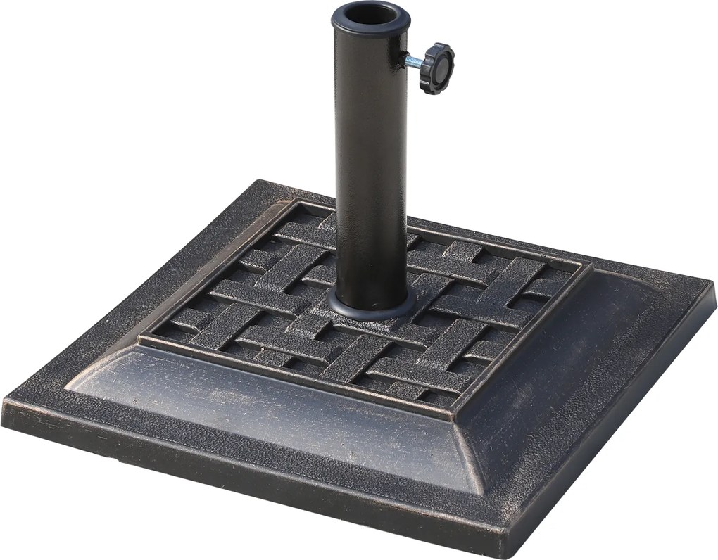 Outsunny Podstawa Parasola 9kg Żywica Brązowa Stabilna i Trwała 44x44x33cm | Aosom PL