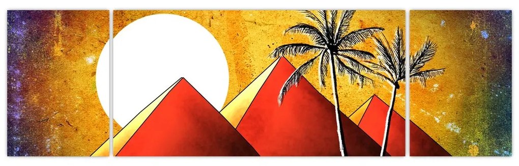 Obraz malowanych egipskich piramid (170x50 cm)