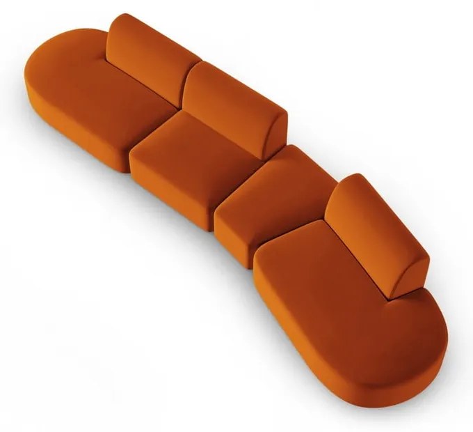 Aksamitna sofa prawostronna w kolorze terakoty 428 cm Paolo – Milo Casa