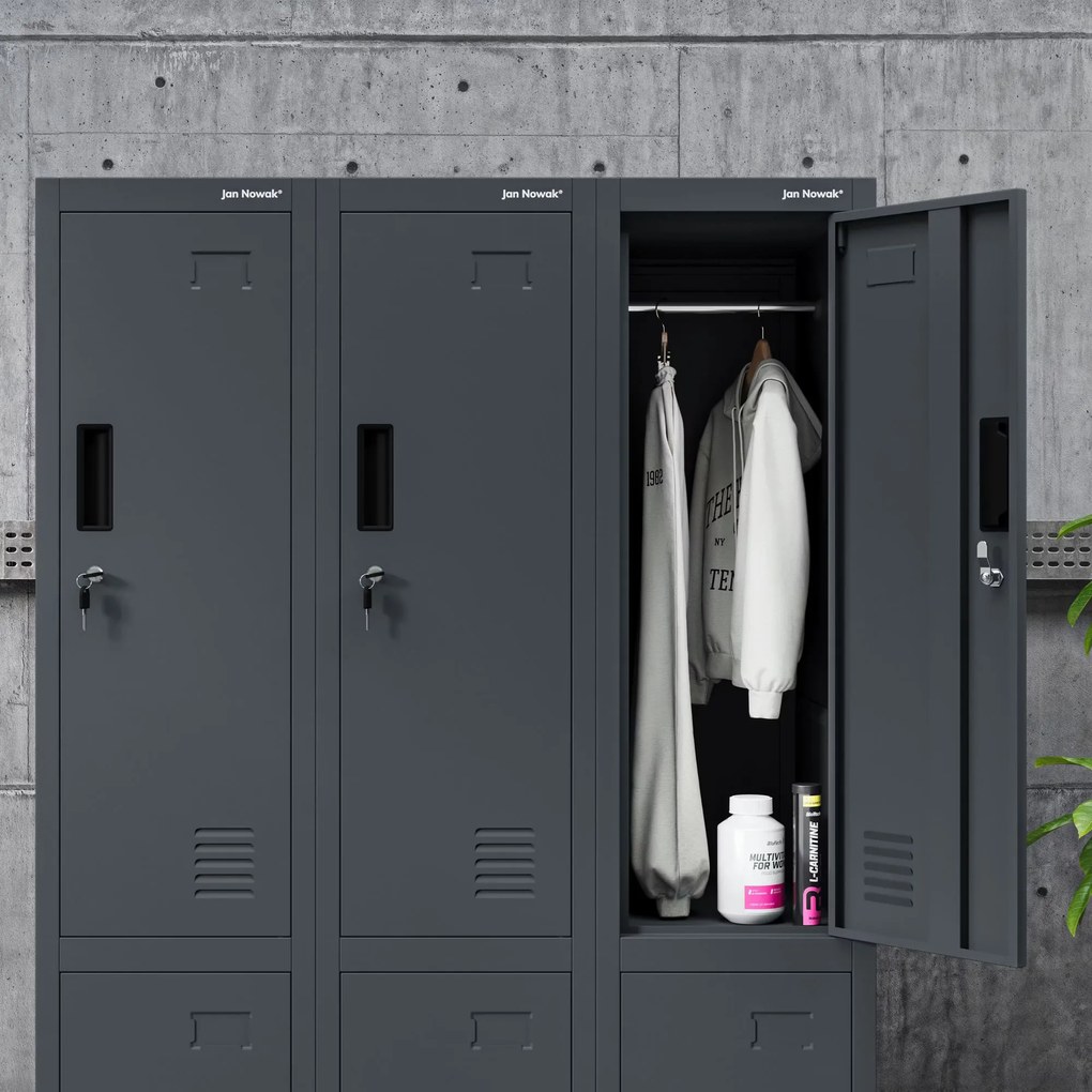 Szafka BHP ubraniowa pracownicza antracytowa BARTEK 1 Plus 292 x 1720 x 450 mm