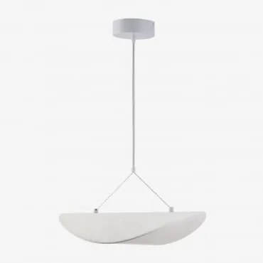 Lampa Sufitowa Wisząca Led Z Tkaniny Zelvon Biała & ↔︎ 40 Cm - Sklum