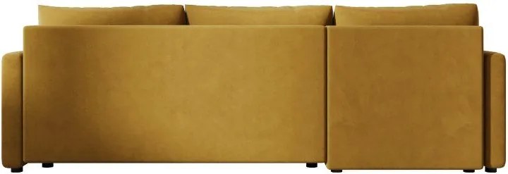 Rozkładany dwustronny zestaw wypoczynkowy w kształcie L VENORIA 220x143 cm, musztardowy + 2 poduszki GRATIS