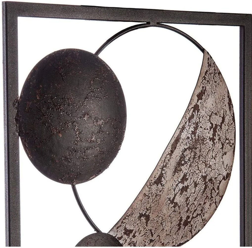 Dekoracja ścienna w ramce, metalowa, 25 x 61 cm, etniczne koła