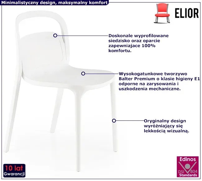 Białe minimalistyczne krzesło ogrodowe sztaplowane - Nafo