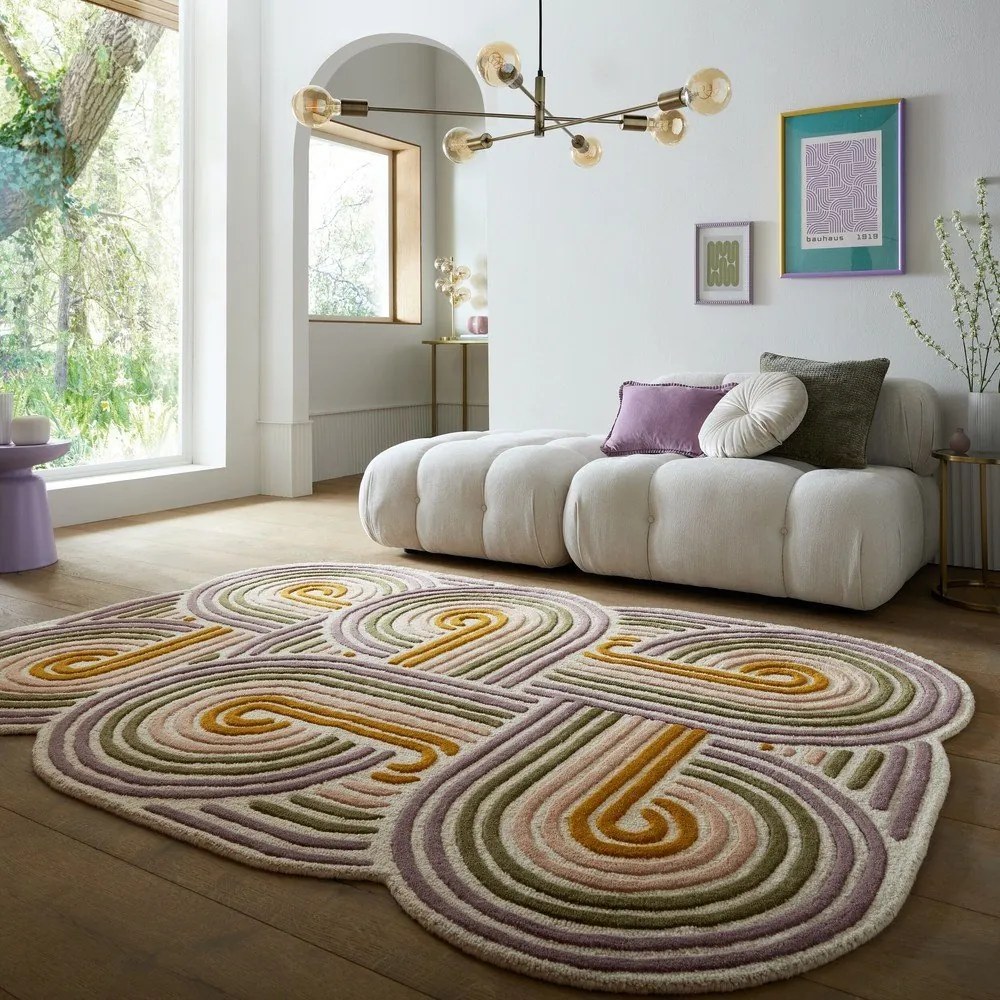 Zielony wełniany dywan tkany ręcznie 160x230 cm Spiral Shaped – Flair Rugs