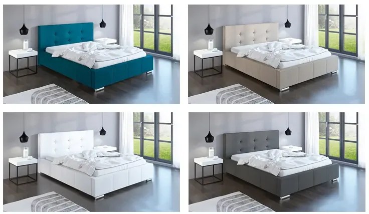 Tapicerowane łóżko dwuosobowe 200x200 Ringe 3X - 36 kolorów