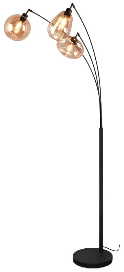 Czarno-pomarańczowa lampa stojąca ze szklanym kloszem (wys. 200 cm) Lumina – Trio