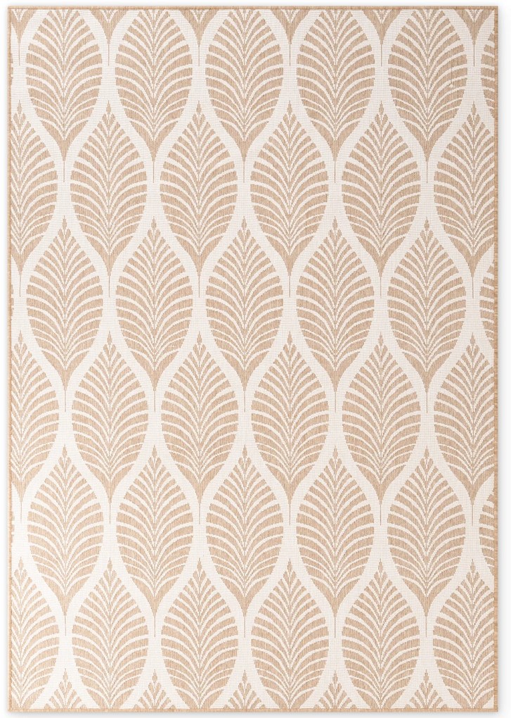 Dywan zewnętrzny dwustronny Duet Liście beżowo-kremowy 160 cm x 230 cm