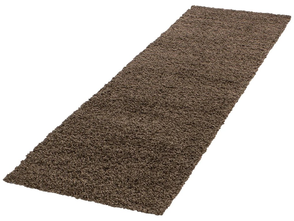 Dywan shaggy jednokolorowy brązowy 80 cm x 250 cm