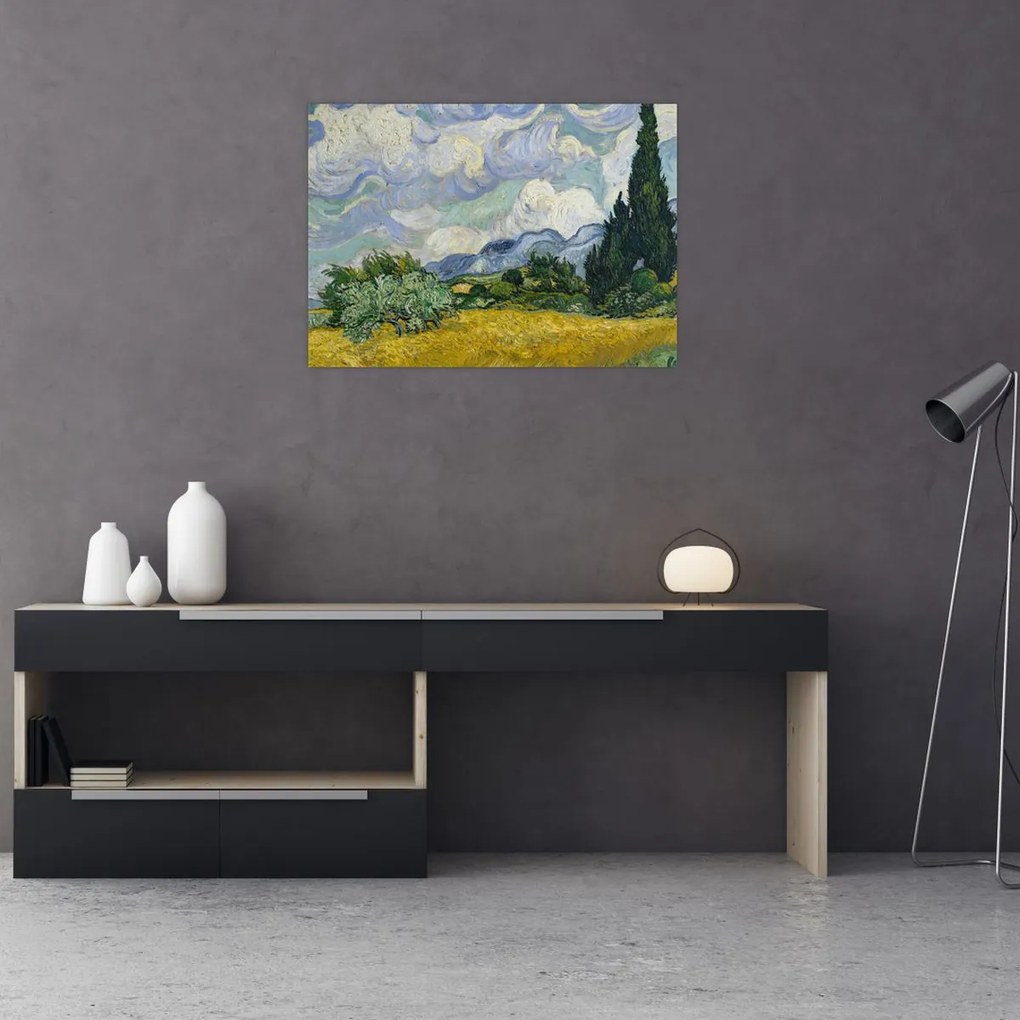 Obraz - Vincent van Gogh, Wheat Field with Cypresses, reprodukcje (70x50 cm)