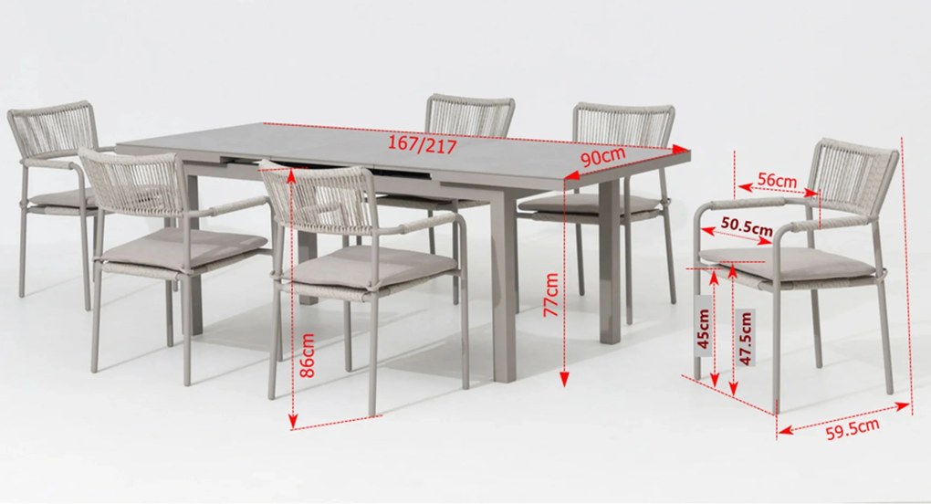 Doppler VELIA ogrodowy zestaw wypoczynkowy 6+1 beżowy