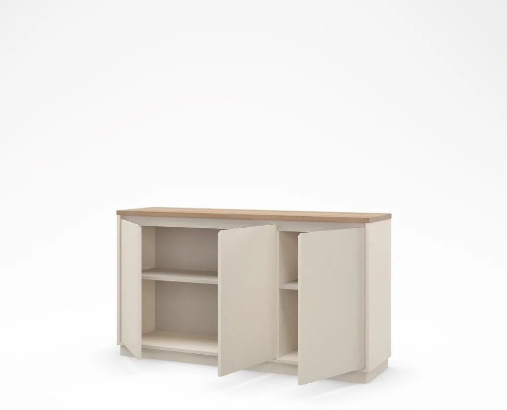Beżowa komoda w dekorze dębu 152x84x40 cm Loreta – Marckeric
