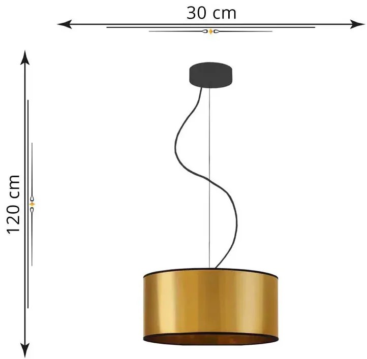 Złoty żyrandol z okrągłym abażurem 30 cm - EX853-Hajfun