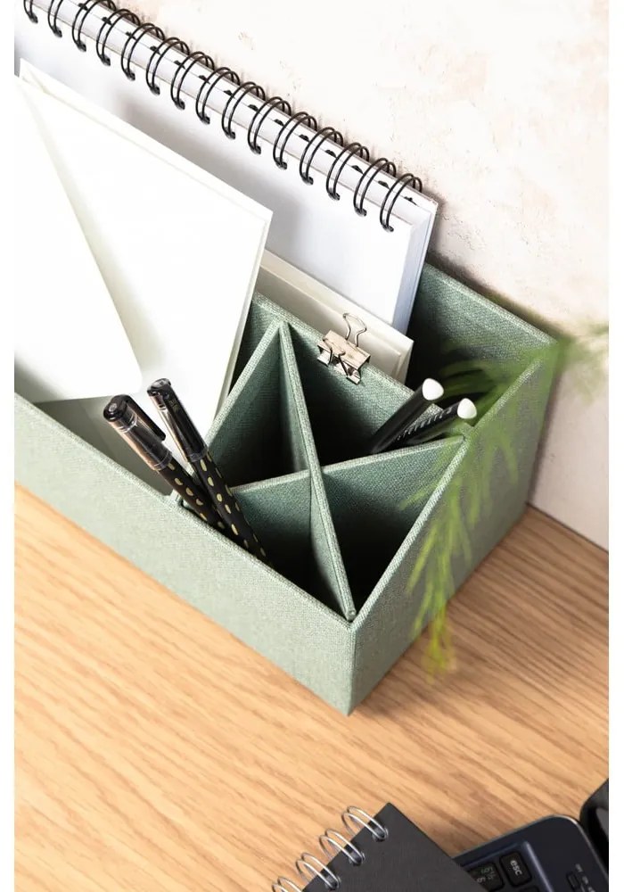 Zielony kartonowy organizer na artykuły papiernicze Elisa Canvas Paper Laminate – Bigso