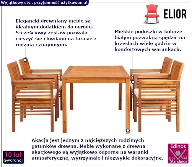 5-częściowu zestaw jadalniany do ogrodu - Timi