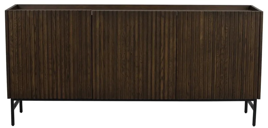 Ciemnobrązowa niska komoda z litego drewna dębowego 160x75 cm Halifax – Rowico