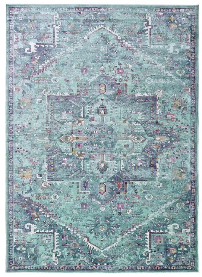 Turkusowy dywan z wiskozy Universal Lara, 200x140 cm
