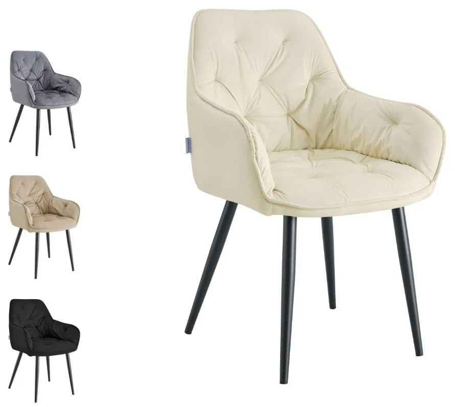 Krzesło EMMA pikowane tkanina Welur noga metalowa