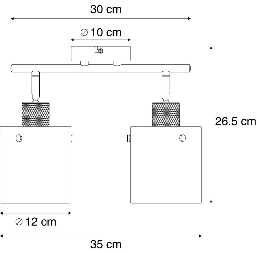 Designerski reflektor sufitowy brązowy z przezroczystym szkłem 2-punktowy - Domo