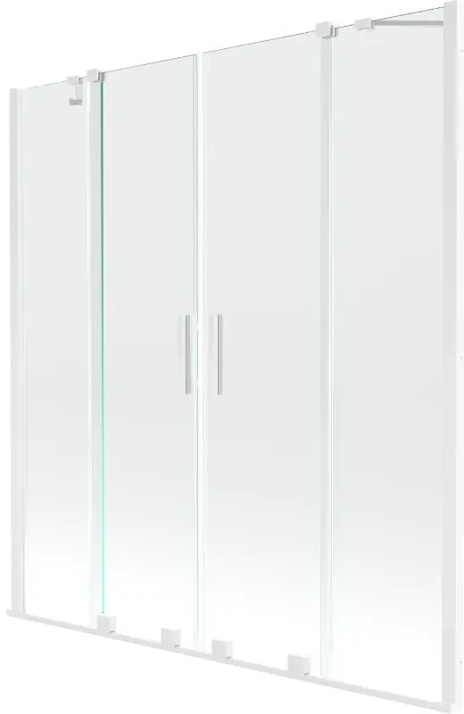 Mexen Velar Duo parawan nawannowy 2-skrzydłowy rozsuwany 150 x 150 cm, transparent, biały - 896-150-000-02-20