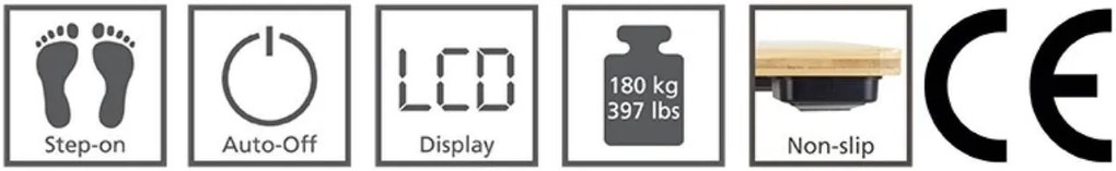 Waga łazienkowa BAMBUSA, elektroniczna, bambusowa, 30 x 30 cm, WENKO