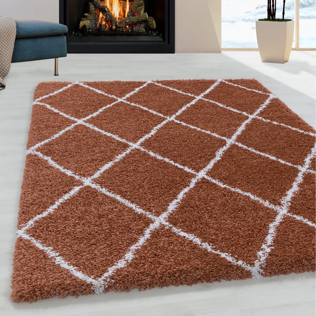 Dywan shaggy Alvor Romby ceglany 240 cm x 340 cm