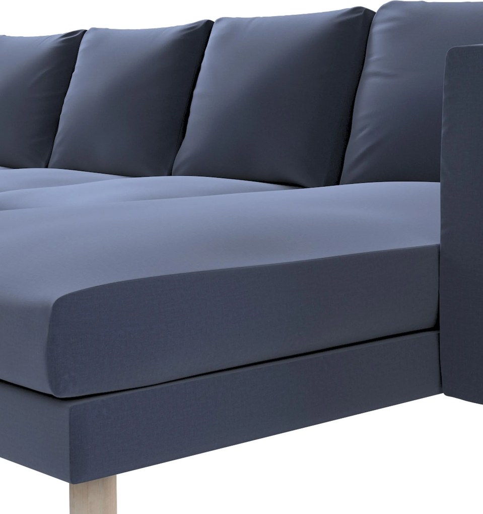 Pokrowiec na sofę Norsborg 4-osobową z szezlongiem kolor granatowy tkanina welwetowa