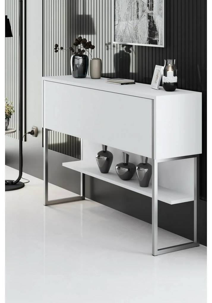 Komoda Luxe White and Silver