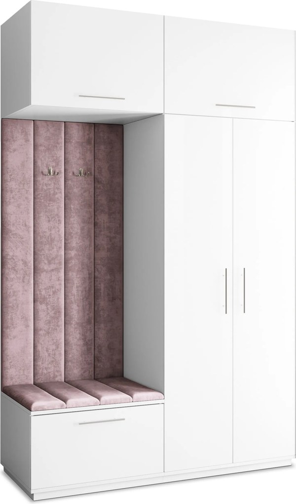 Masseno Garderoba REMA 150/240/60 cm Nowoczesna Szafa do Przedpokoju Biała, MONOLITH 62 (Wrzosowy)
