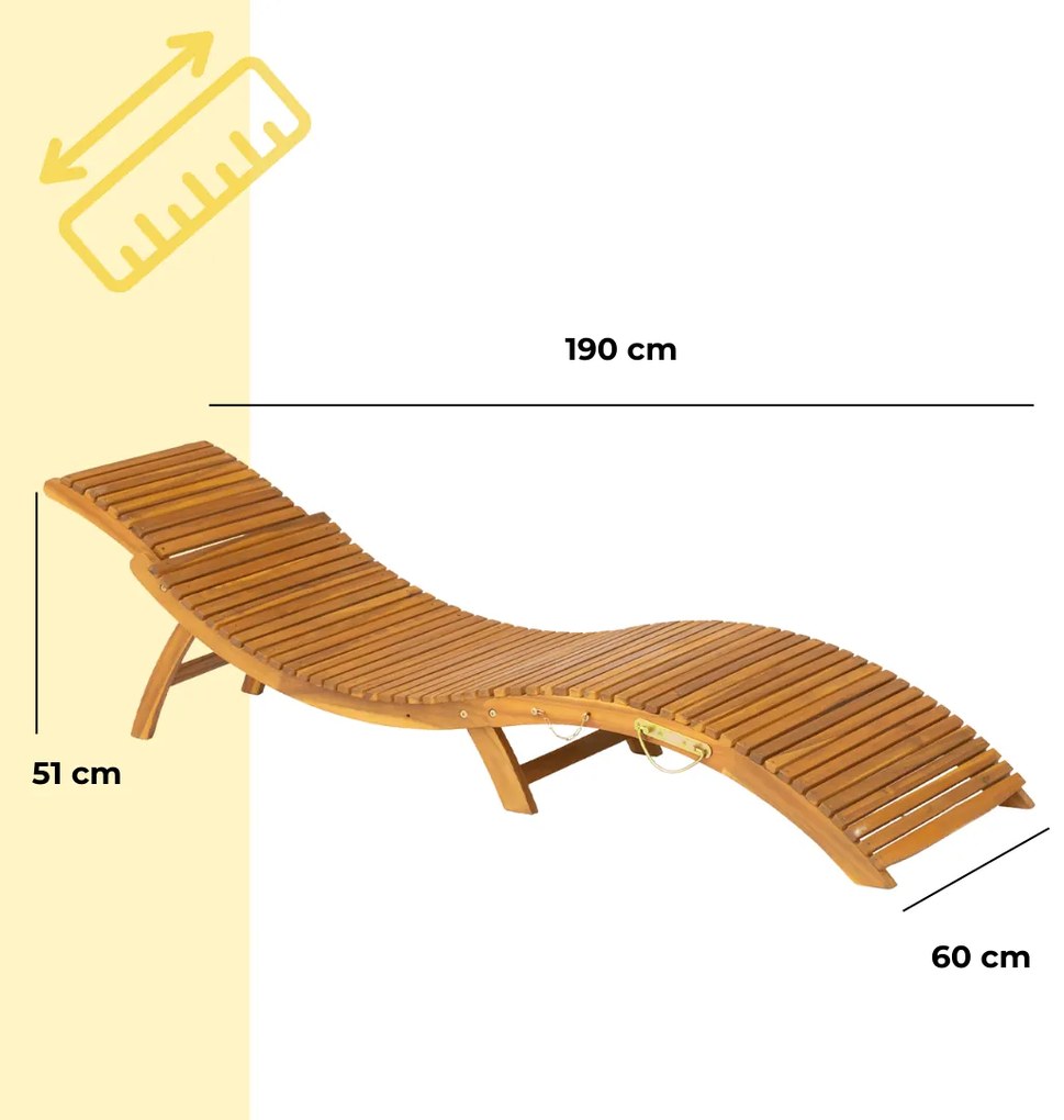 Leżak ogrodowy FLORIDA, składany, 57x190x51cm, naturalny brąz Casaria