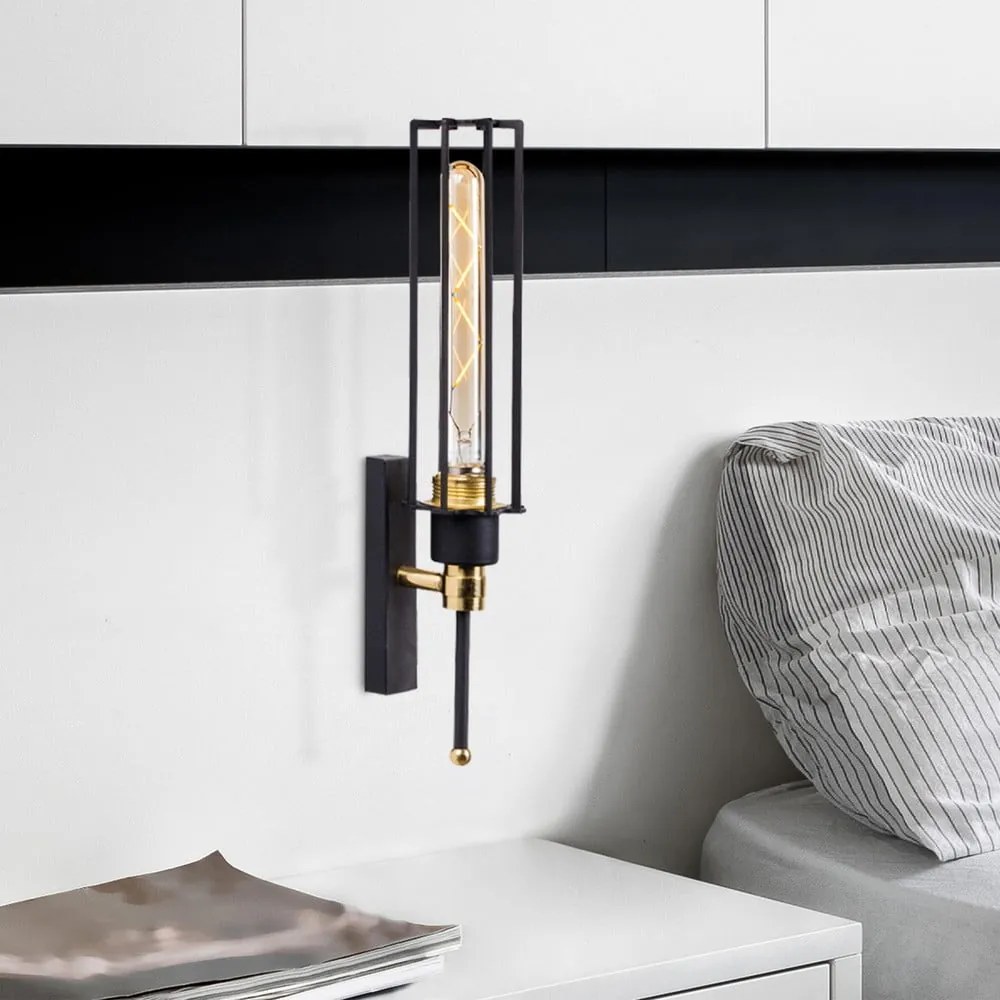 Kinkiet w czarno-złotym kolorze ø 8 cm Fellini – Opviq lights