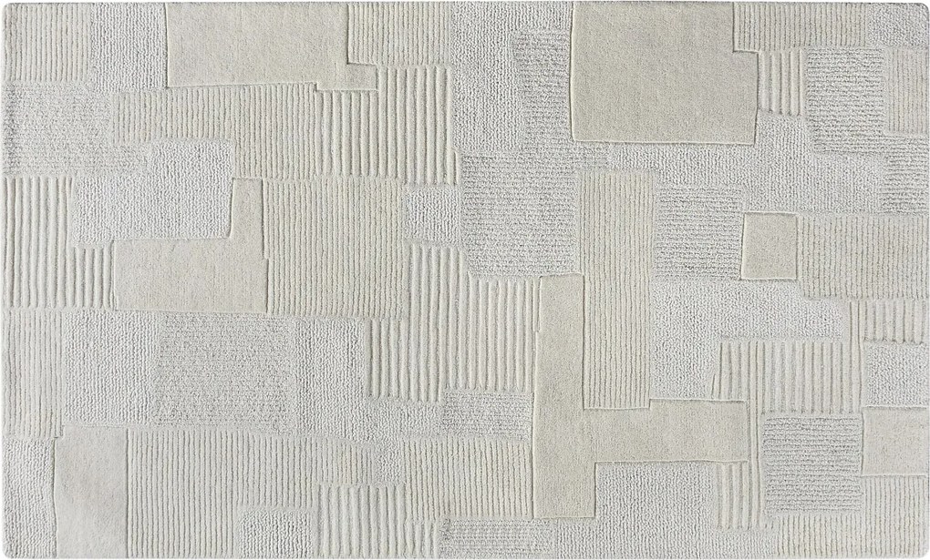 Dywan z wypukłym wzorem ręcznie tkany 100% wełny - 160 x 230 cm - 1800g/m2 - Kość słoniowa - AURORA