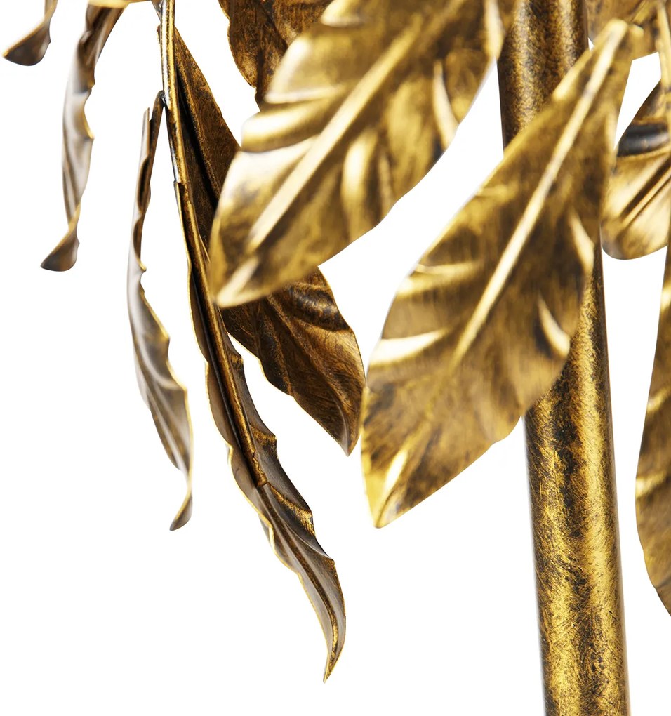 Lampa stojąca w stylu vintage antyczne złoto z zielonym kloszem - Linden