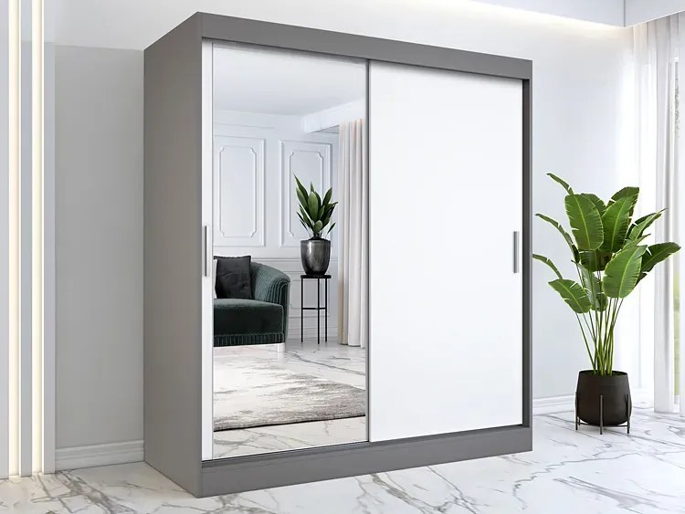 Szafa przesuwna antracyt + biały 180 cm - Seko 5X