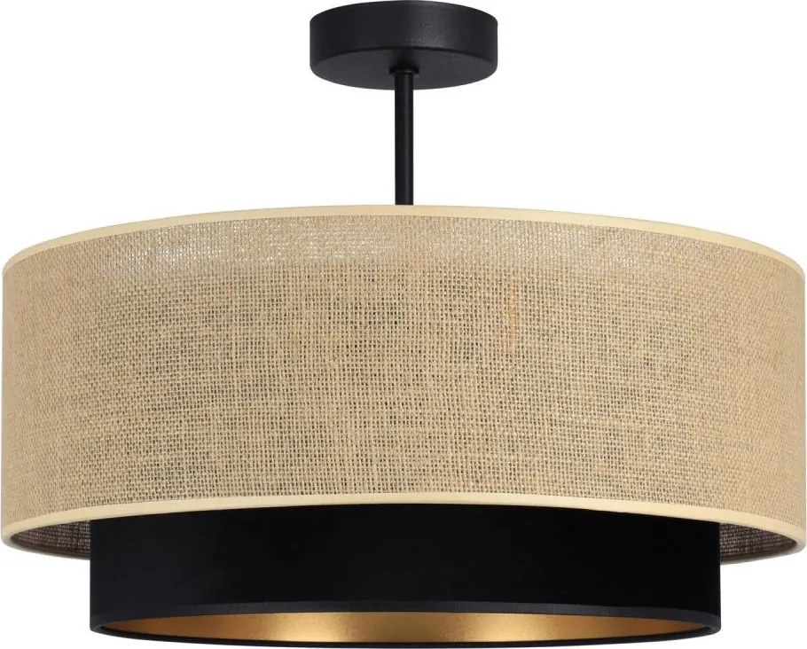 Przysufitowy żyrandol SARTA 1xE27/60W/230V śr. 45 cm czarny/juta