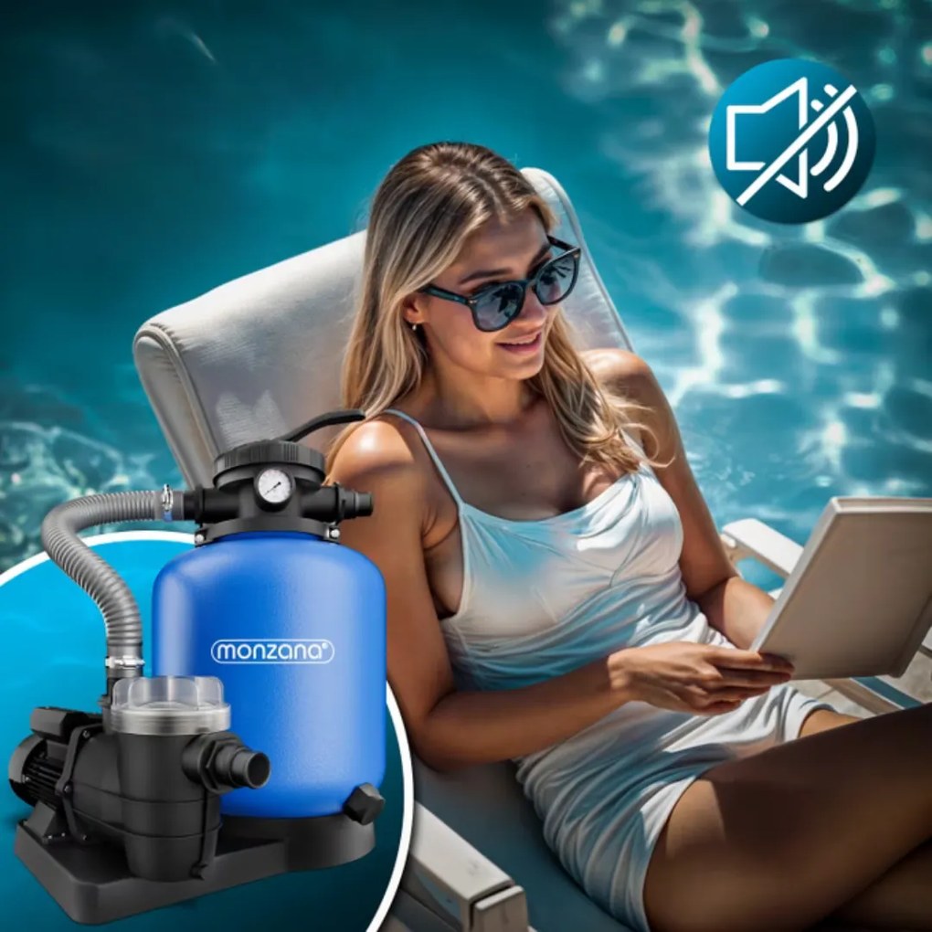 Filtracja piaskowa do basenu AQUA z filtrem wstępnym 13 200 l/h, niebieska Monzana