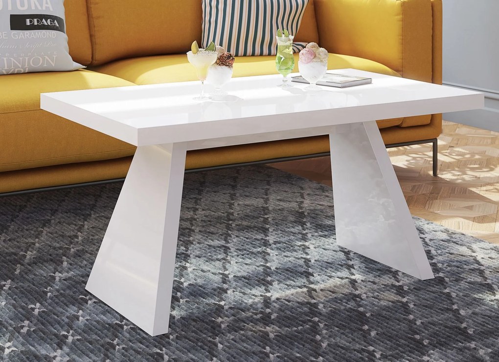 Nowoczesna ława pokojowa w wysokim połysku Ala biała