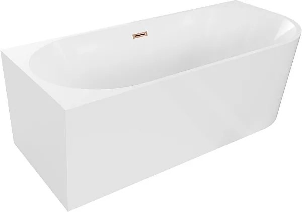 Mexen Mia wanna wolnostojąca narożna lewa 150 x 75 cm, biała, przelew różowe złoto - 52691507500L-60