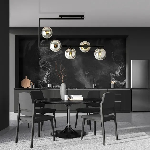 Industrialna lampa sufitowa z grafitowymi kloszami  - D108-Solini