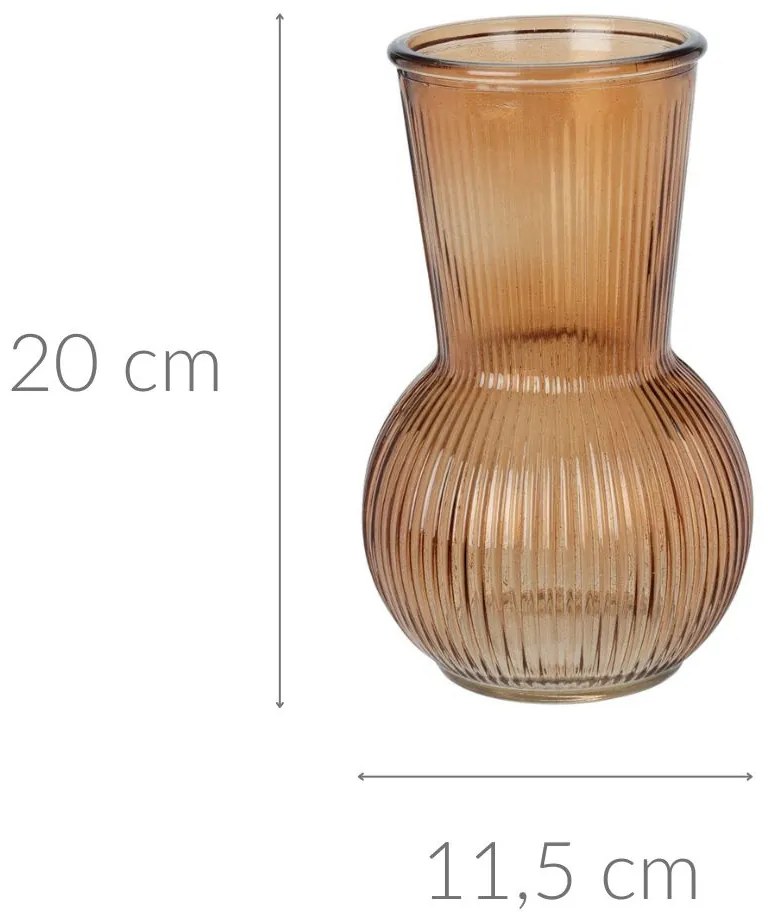 Wazon szklany ryftowany, 20 cm
