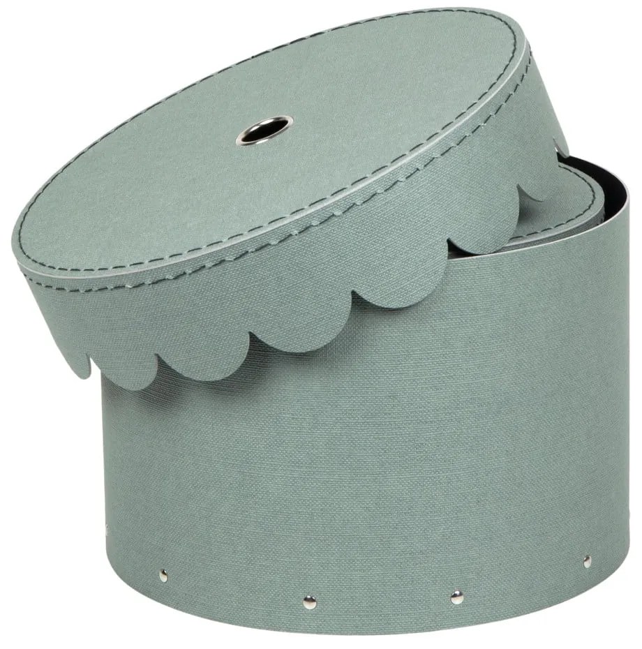 Zielononiebieskie kartonowe pojemniki zestaw 2 szt. z pokrywką ø 26x17,5 cm Wilma Canvas Paper Laminate – Bigso