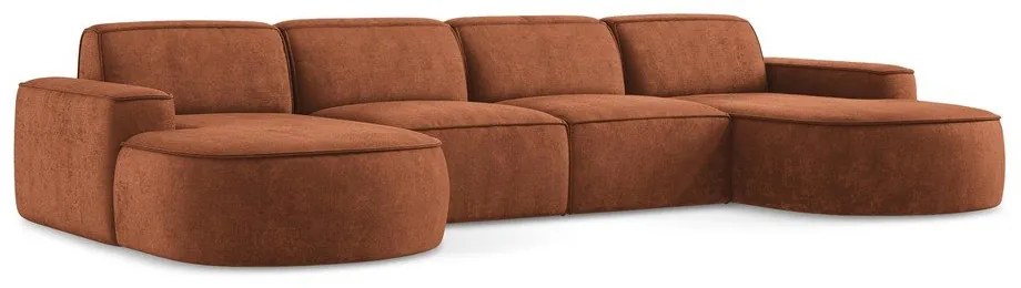 Narożnik z tkaniny szenilowej (w kształcie litery U) w kolorze terakoty Omao – Makamii