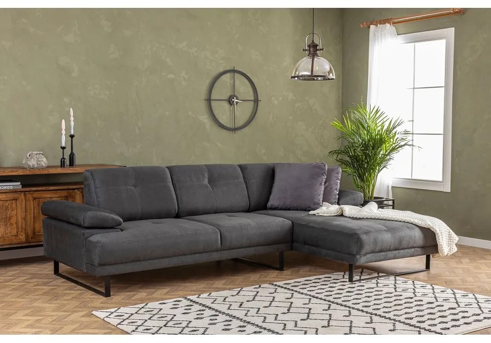 Ciemnoszara sofa narożna Artie Mustang, narożnik prawy
