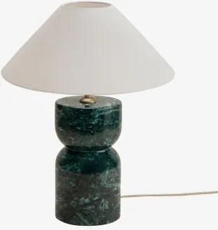 Lampa Stołowa Z Naturalnego Kamienia Diniz Zielony Marmur Udaipur & Biały Matowy Ø35 Cm - ↑15 Cm Graciela - Sklum
