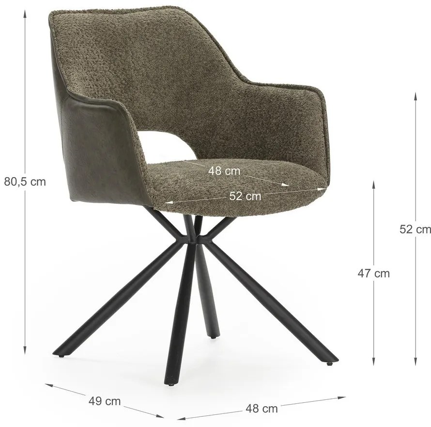 Zielone tapicerowane fotele jadalniane zestaw z podłokietnikami 2 szt. Mariel – Marckeric