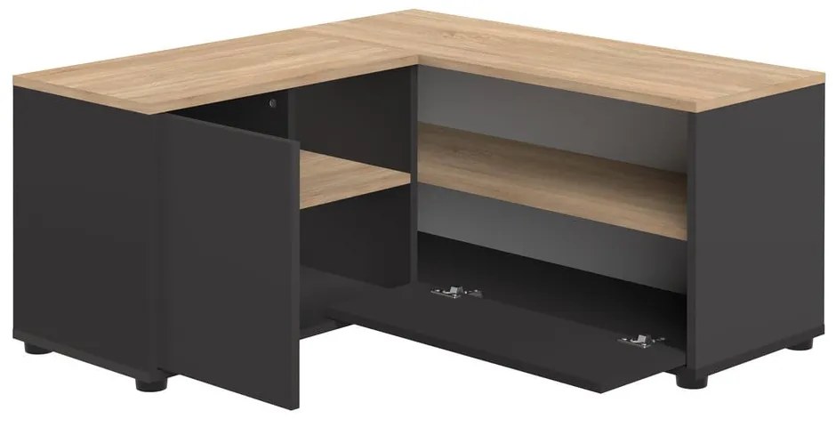 Czarna szafka pod TV w dekorze dębu 90x45 cm Angle – TemaHome