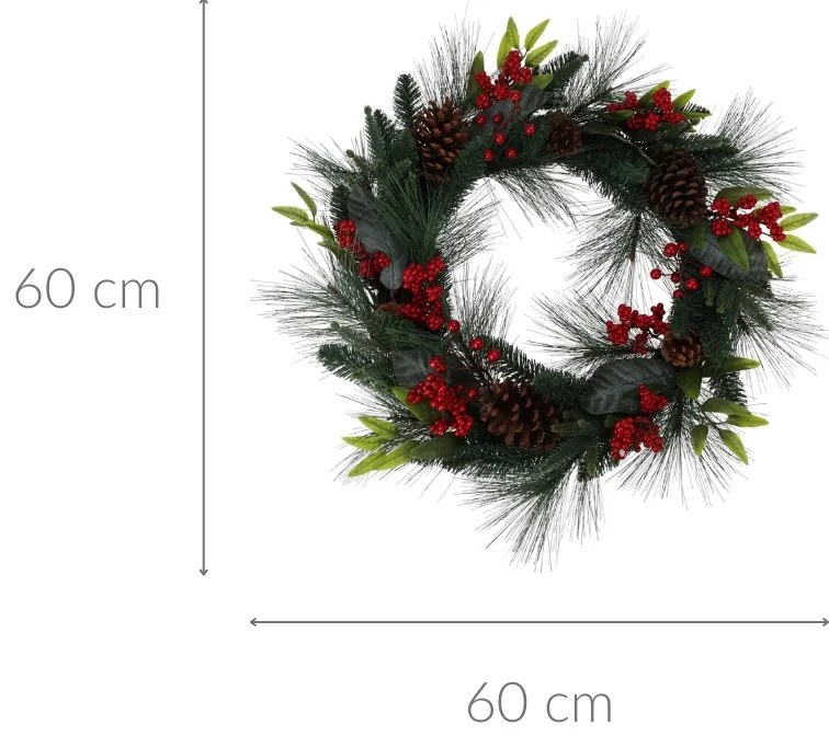Wieniec świąteczny z naturalnym przybraniem, Ø 60 cm
